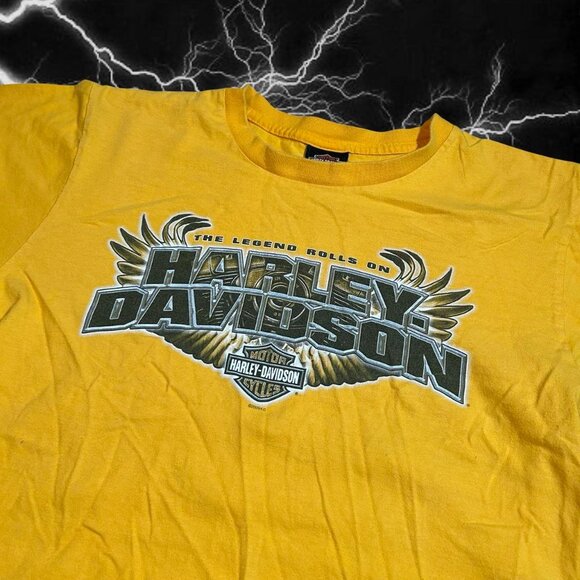 Bike Style Punk Bright Yellow Harley Davidson T - Picture 2 of 5
